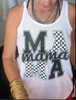 MAMA Checkered Graphic Racerback Tank Top
