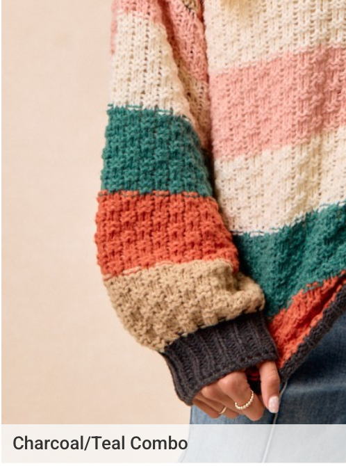 Stripes Color Block Chunky Sweater Pullover (5 COLORS) | BIBI *LA LIVE PREORDER