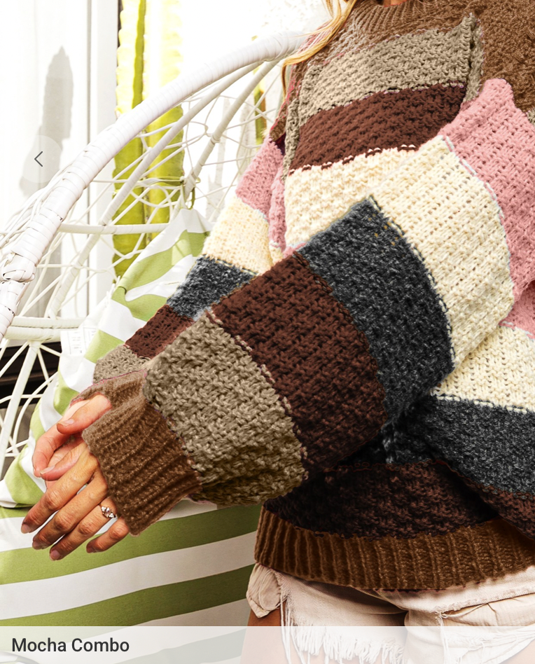 Stripes Color Block Chunky Sweater Pullover (5 COLORS) | BIBI *LA LIVE PREORDER