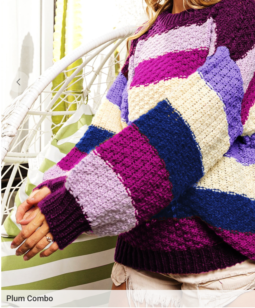 Stripes Color Block Chunky Sweater Pullover (5 COLORS) | BIBI *LA LIVE PREORDER