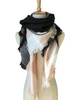 Peach/Grey Plaid Triangle Blanket Scarf - Final Sale