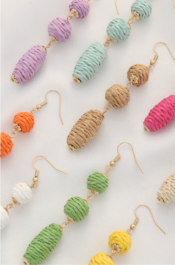 Color Twine Beaded Dangle Earrings