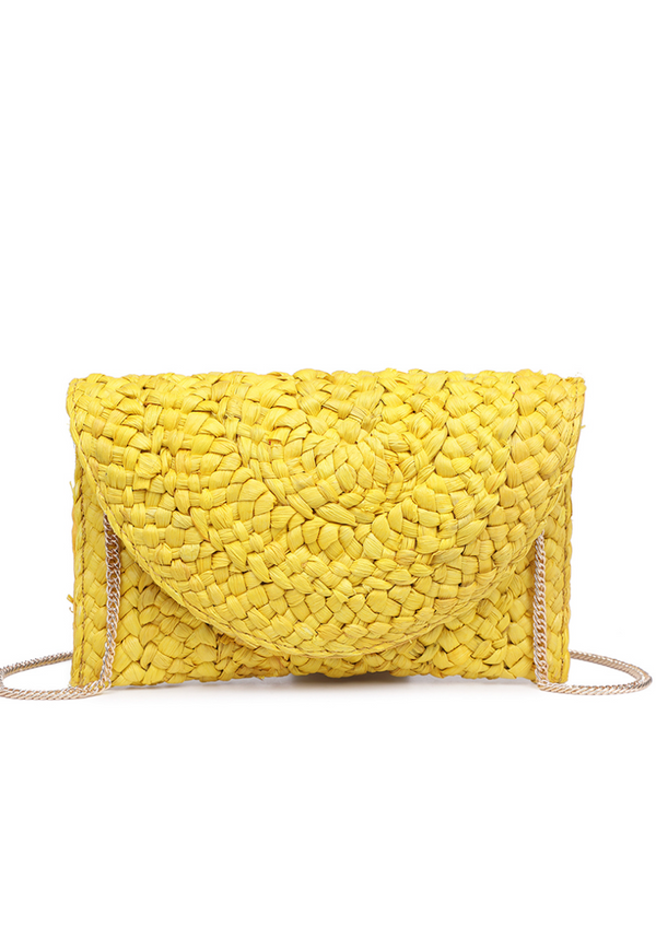 Yellow Crossbody Straw Handbag