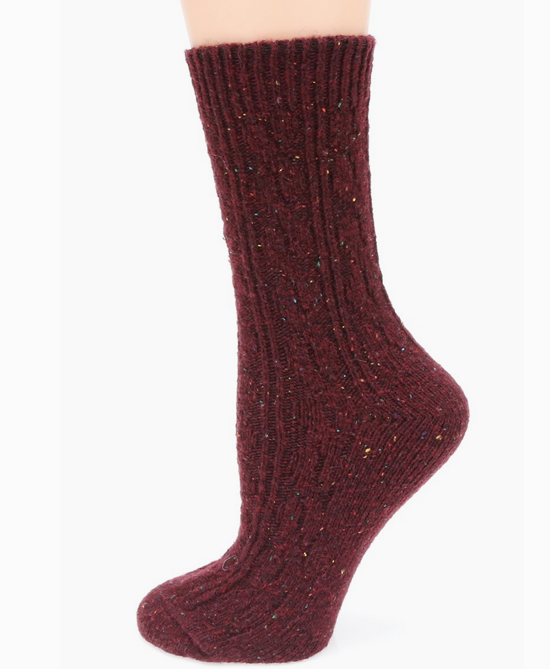 Women's Cable Knitted Wool Blend Crew Length Socks