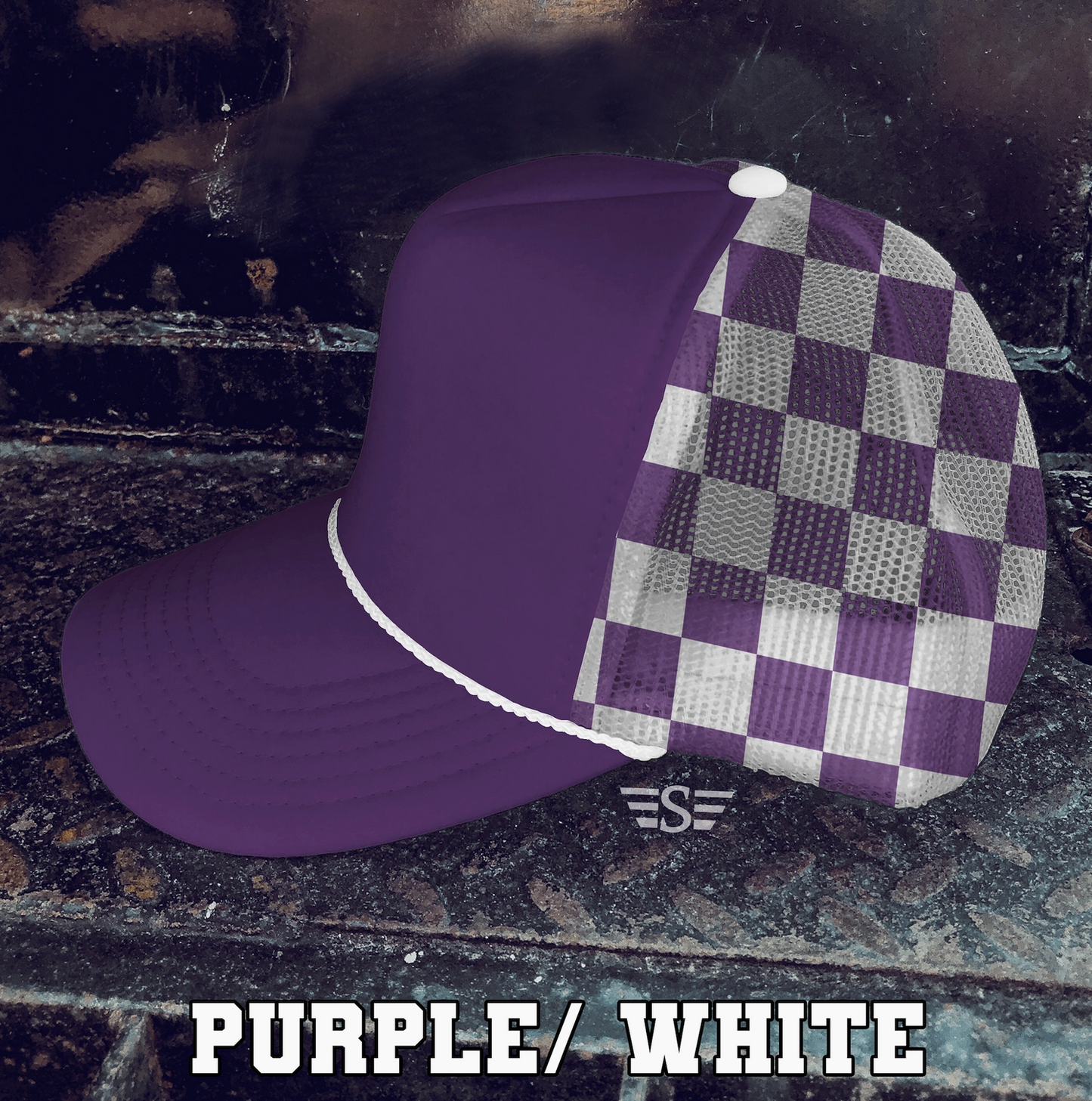 Checkered Mesh Back Foam Trucker Cap**