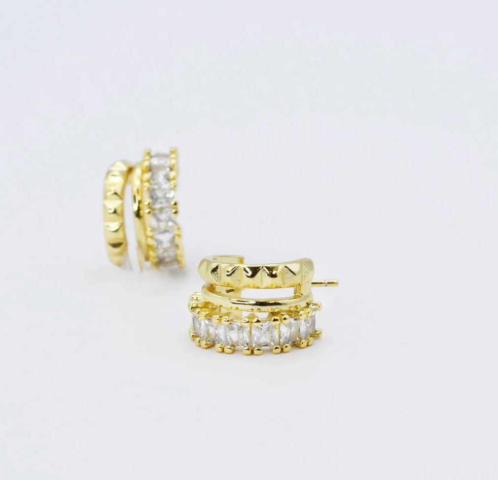 Triple Textured Huggies Earrings *PREORDER