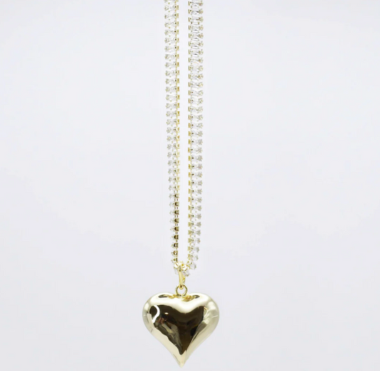 Crystal Puffy Heart Necklace *30A OCTOBER LIVE PREORDER