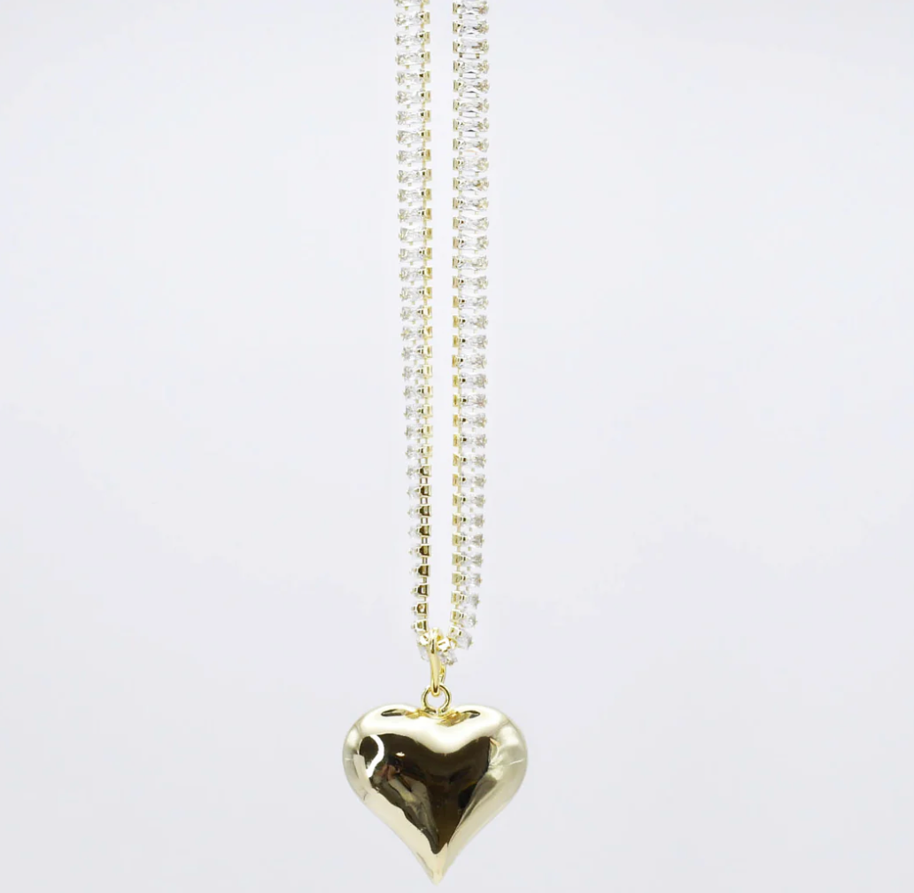 Crystal Puffy Heart Necklace *30A OCTOBER LIVE PREORDER