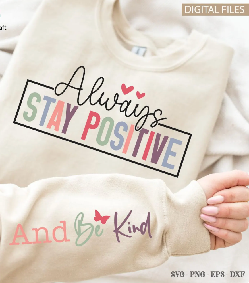 Always Stay Positive with Sleeve Unisex Fleece Crewneck (Beige - Final Sale