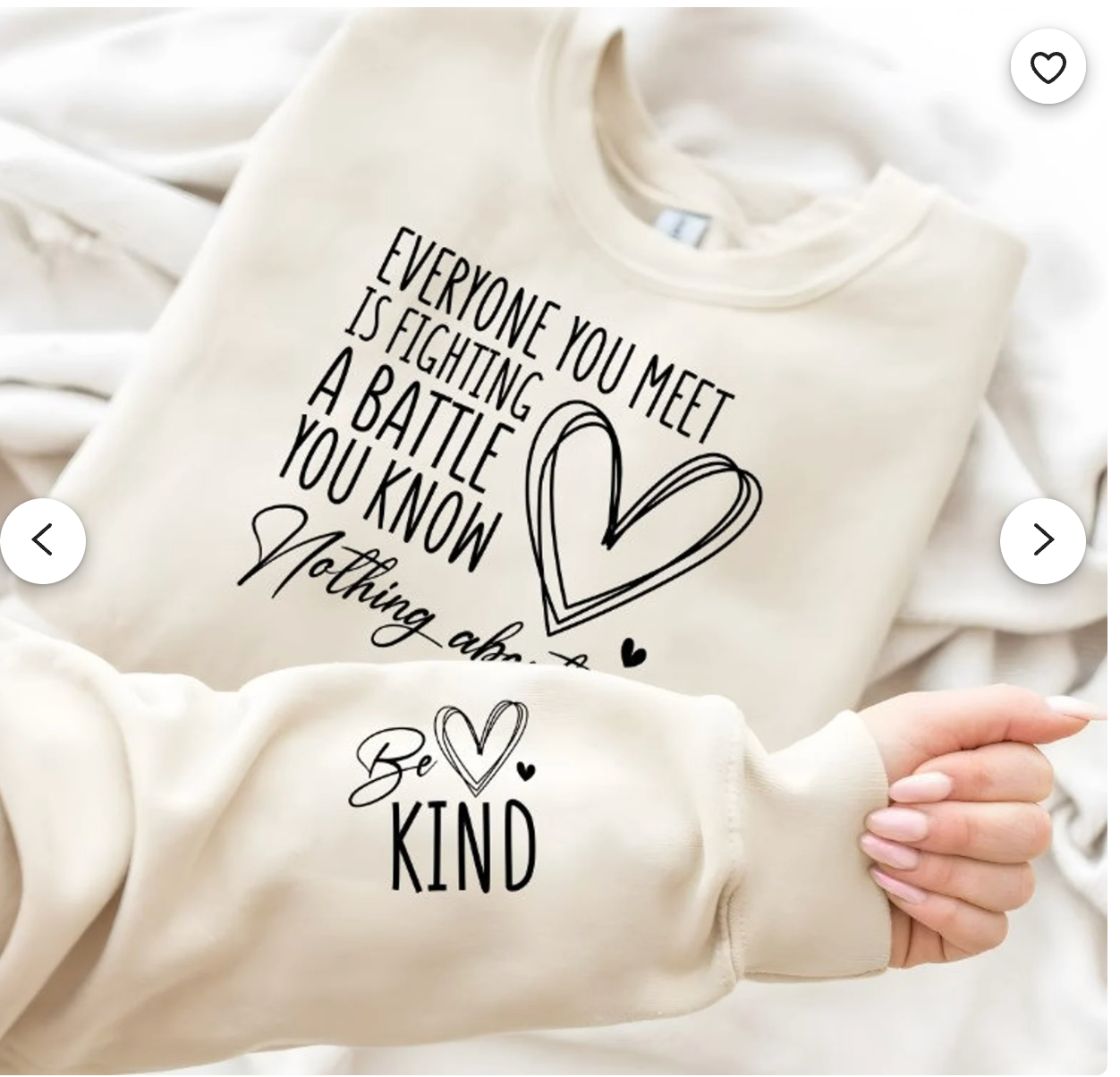 Everyone you meet is fighting a battle Be Kind Sleeve Fleece Crew - Final Sale