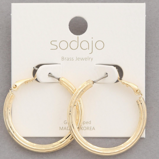 Sodajo Lined Gold Dipped Hoop Earring