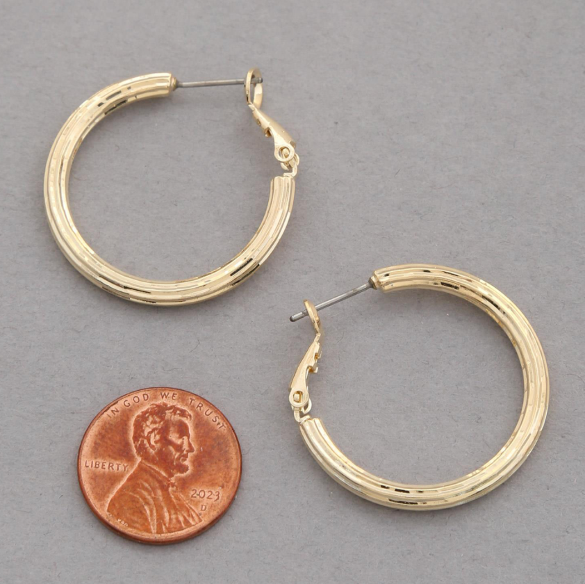 Sodajo Lined Gold Dipped Hoop Earring