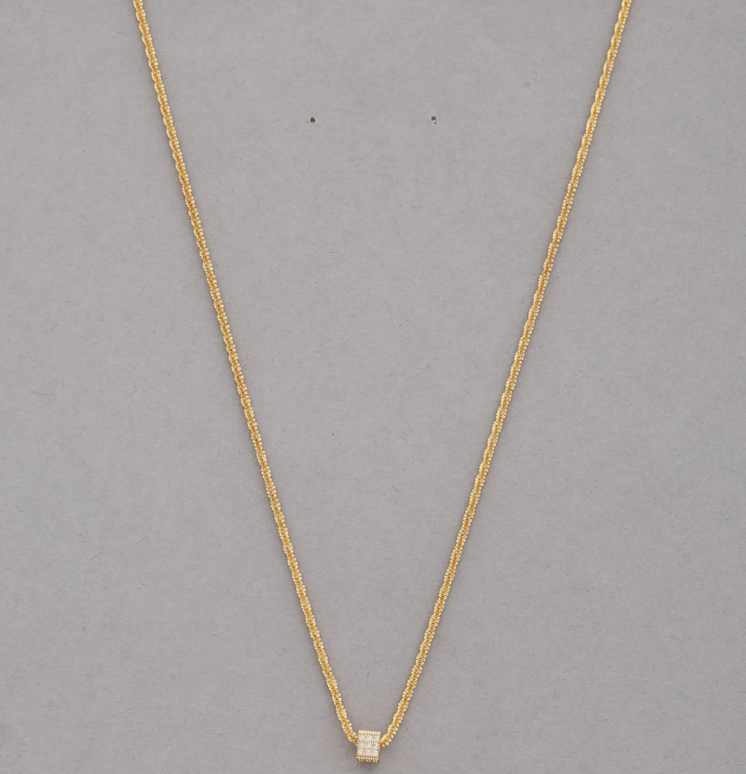 Crystal Cube 18K Gold Necklace