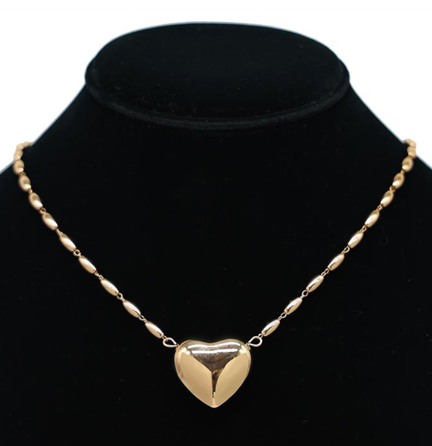 Secret Heart Puffy Pendant Necklace