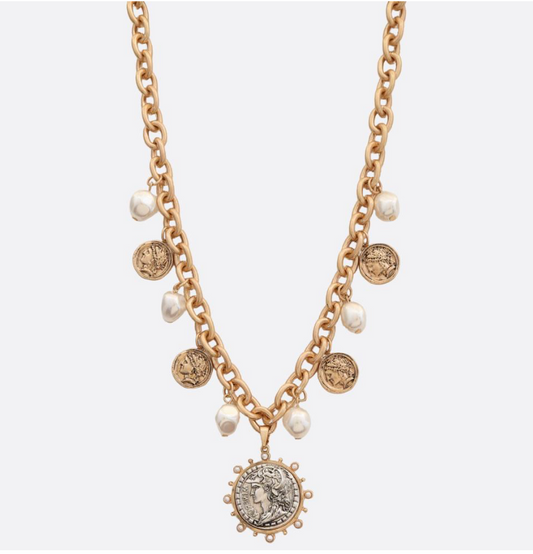 Coin Medallion Charm Necklace