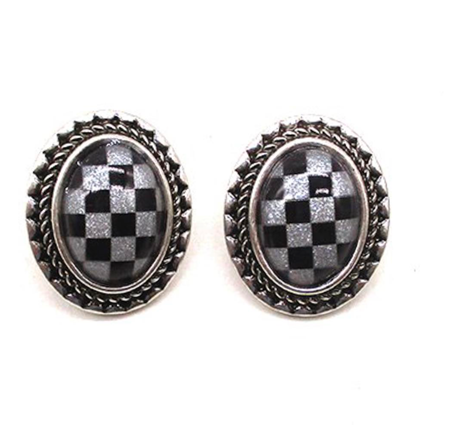 Western Black Oval Earrings
