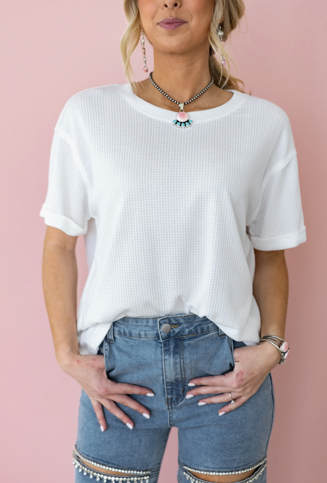 Short Sleeve Two-Tone Thermal Top * DEAL
