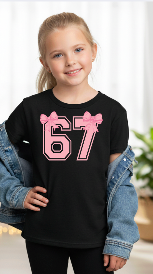 67 Bows Tee Baseball Tshirt Youth/adult