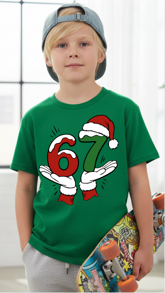 67 Christmas Santa Hat and hands Tee Baseball Tshirt Youth/adult