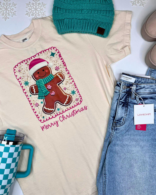 Merry Christmas Gingerbread Garment Graphic T-shirt | Comfort Colors *DEAL*