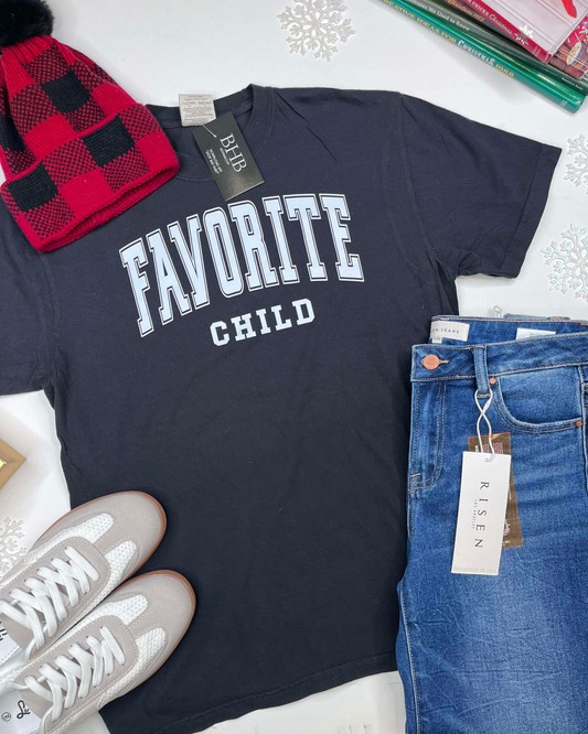 Favorite Child Black Garment-Dyed Graphic T-shirt | Comfort Colors *DEAL*