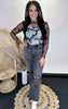 Lettuce Ruffle Sheer Mock Neck Lace Top - Final Sale