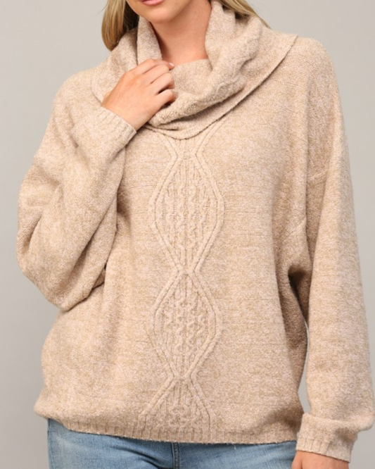 Marled Yarn Cowl Neck Long Sleeve Sweater | FATE *30A SEPT PREORDER**