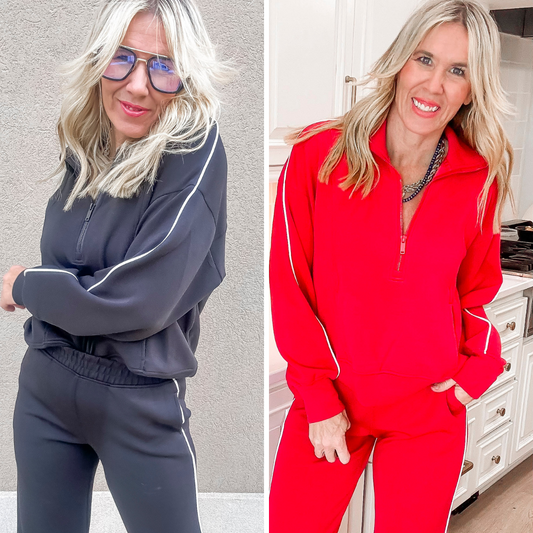 Modal Scuba Piping Quarter Zip Pullover - Final Sale