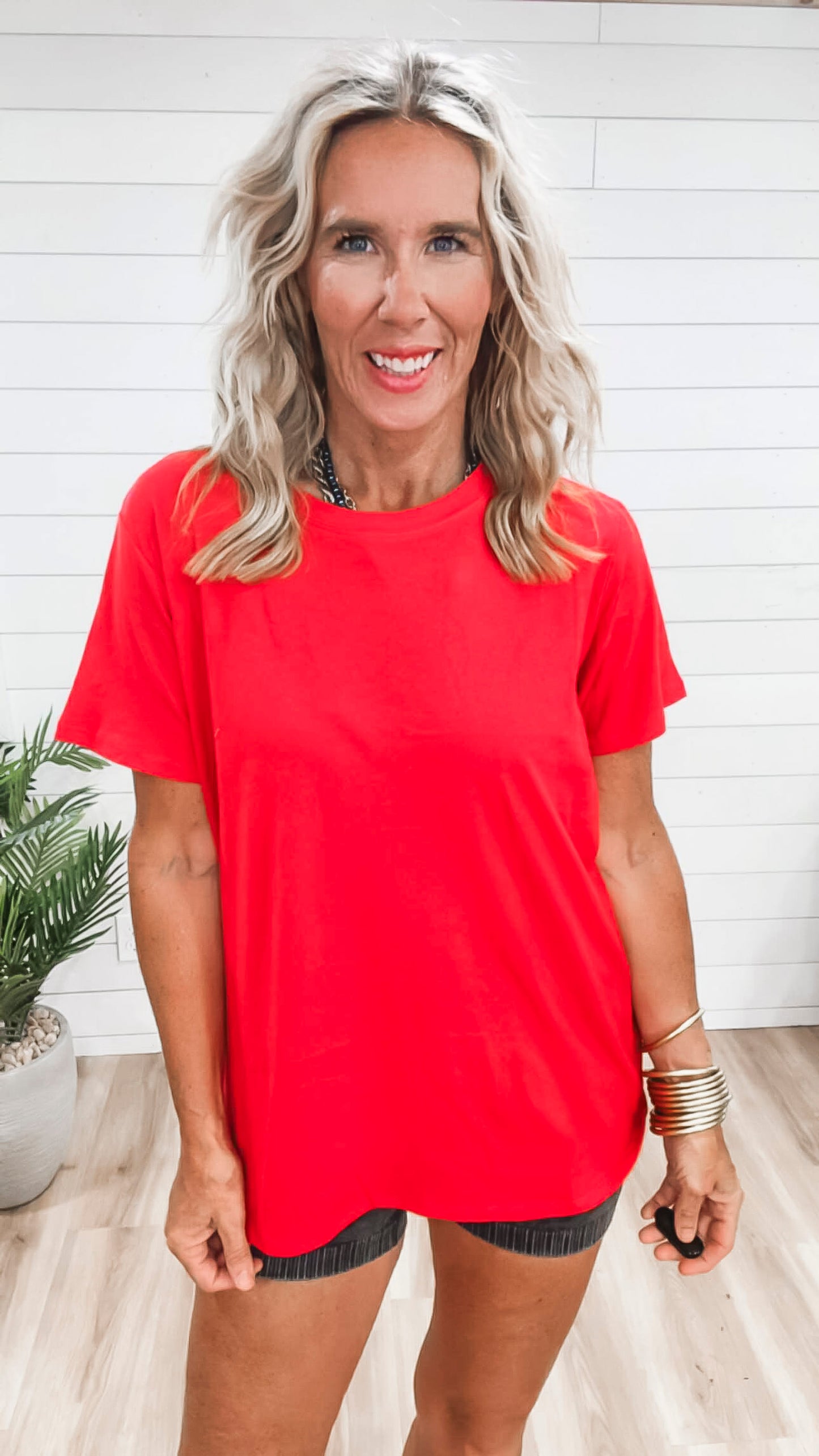 Cotton Boyfriend Round Neck Tee | ZENANA *DEAL