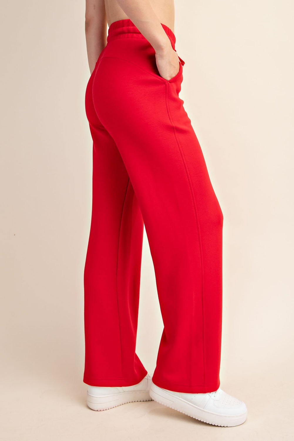 True Red Effortless Style Model Straight Pant | RAE MODE