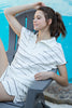 Modal Scuba Stripe Quarter Zip Short Sleeve Top | RAE MODE