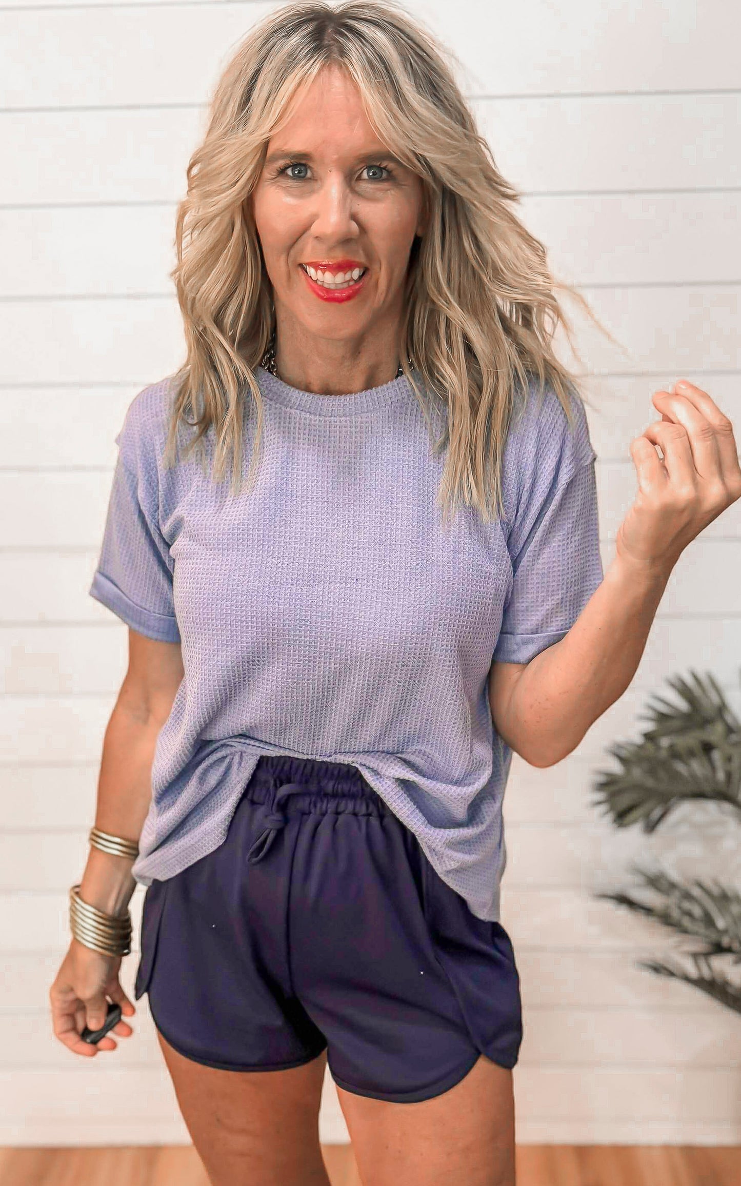 Short Sleeve Two-Tone Thermal Top * DEAL