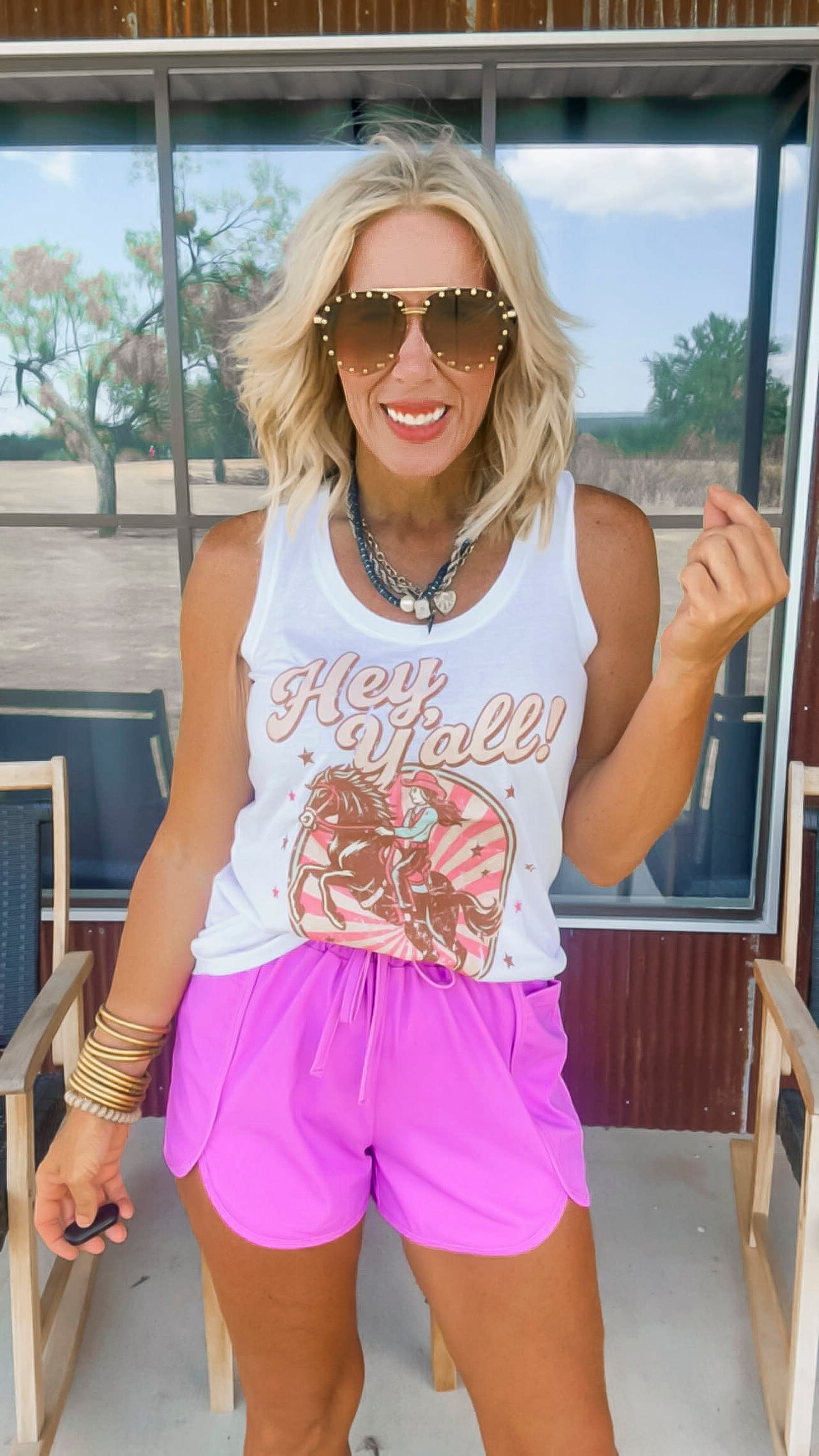Hey Y'all Racerback Graphic Tank Top