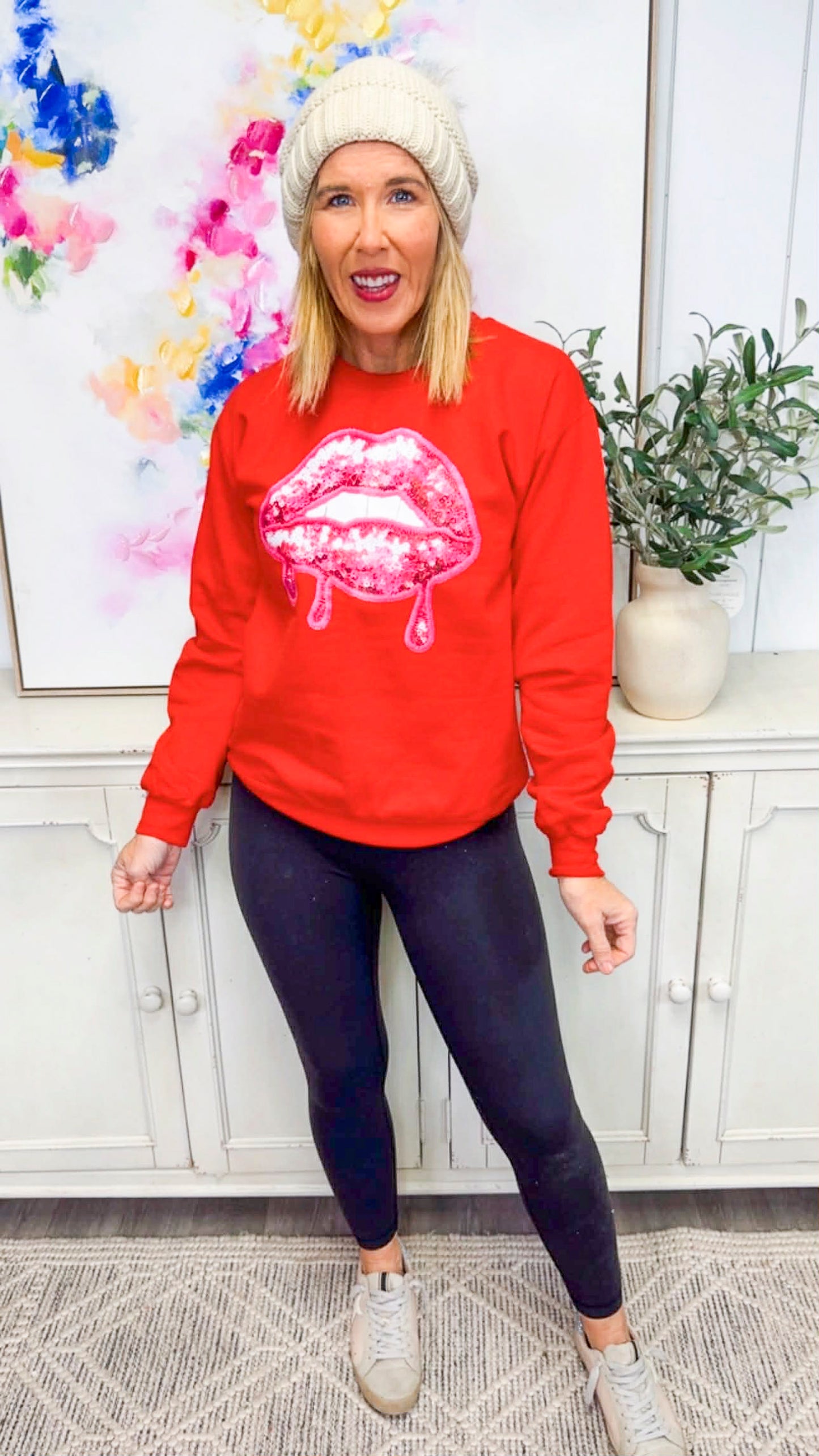 Lip Drip Crewneck Graphic Sweatshirt *