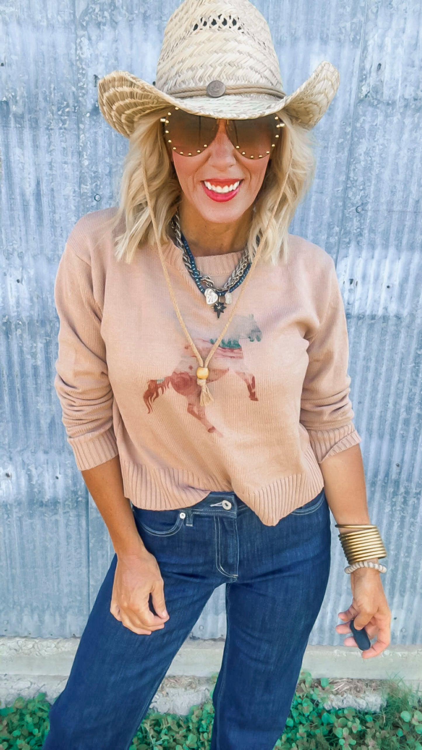 Giddy Up Cowgirl Horse Sweater