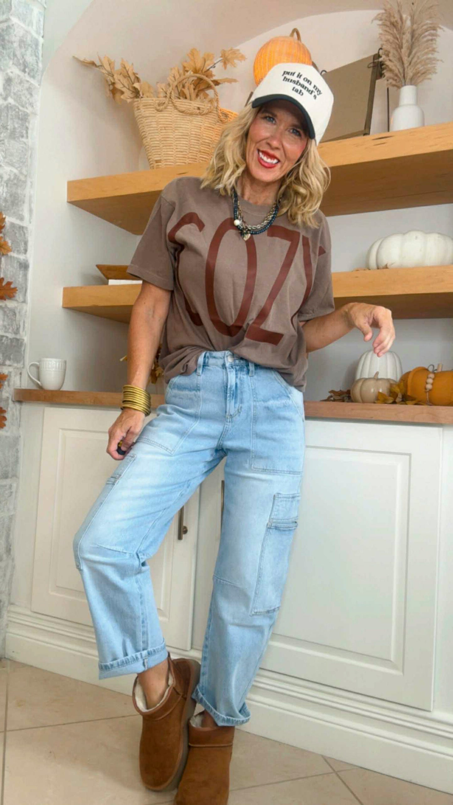 Super High Rise Barrel-leg With Cropped Cargo Denim Jeans | MICA *PREORDER