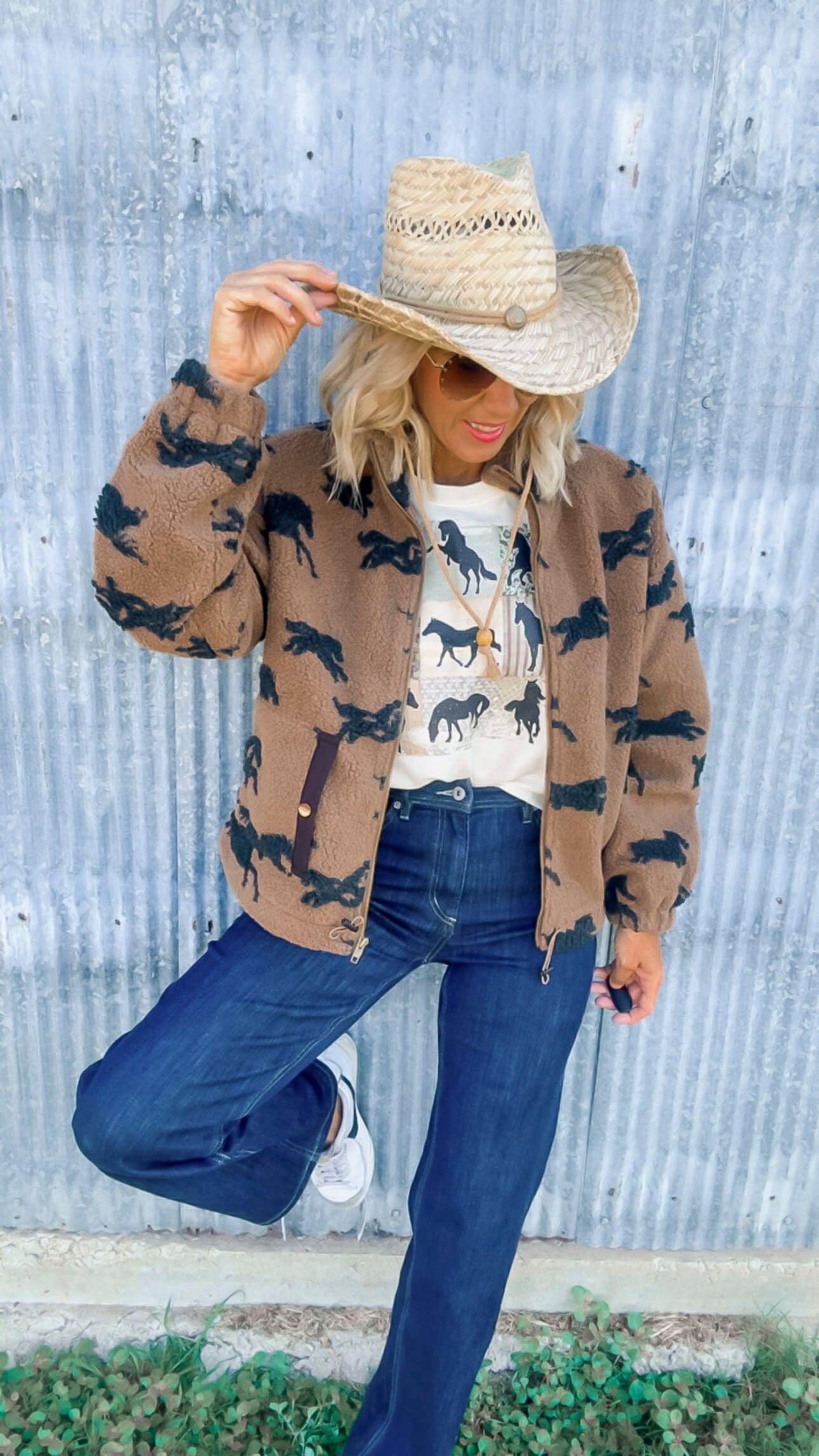 Wild Horses Sherpa Zip Up Jacket