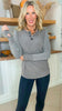 Vintage Acorn Stripe Contrast Button Front Pullover Top