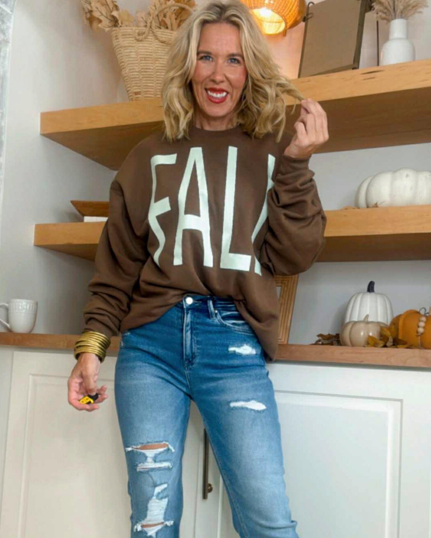 Fall Crew Neck Graphic Sweatshirt