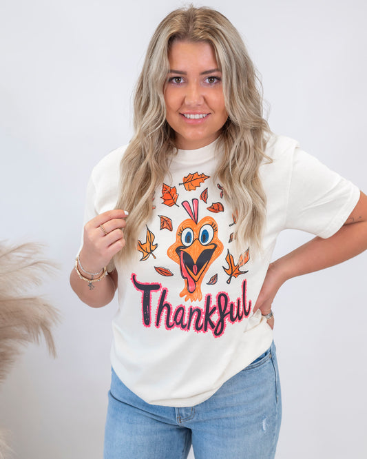 Turkey Day Thankful Garment Graphic T-shirt