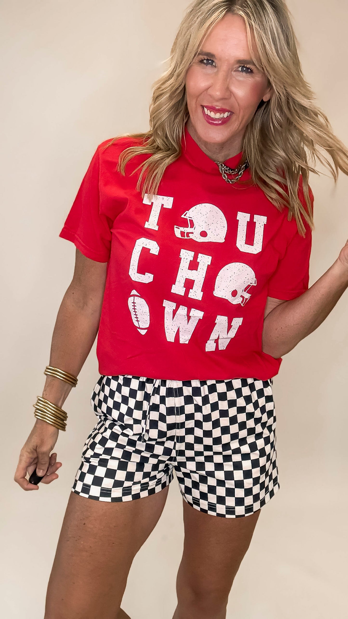 Red TOUCHDOWN Garment Graphic T-shirt