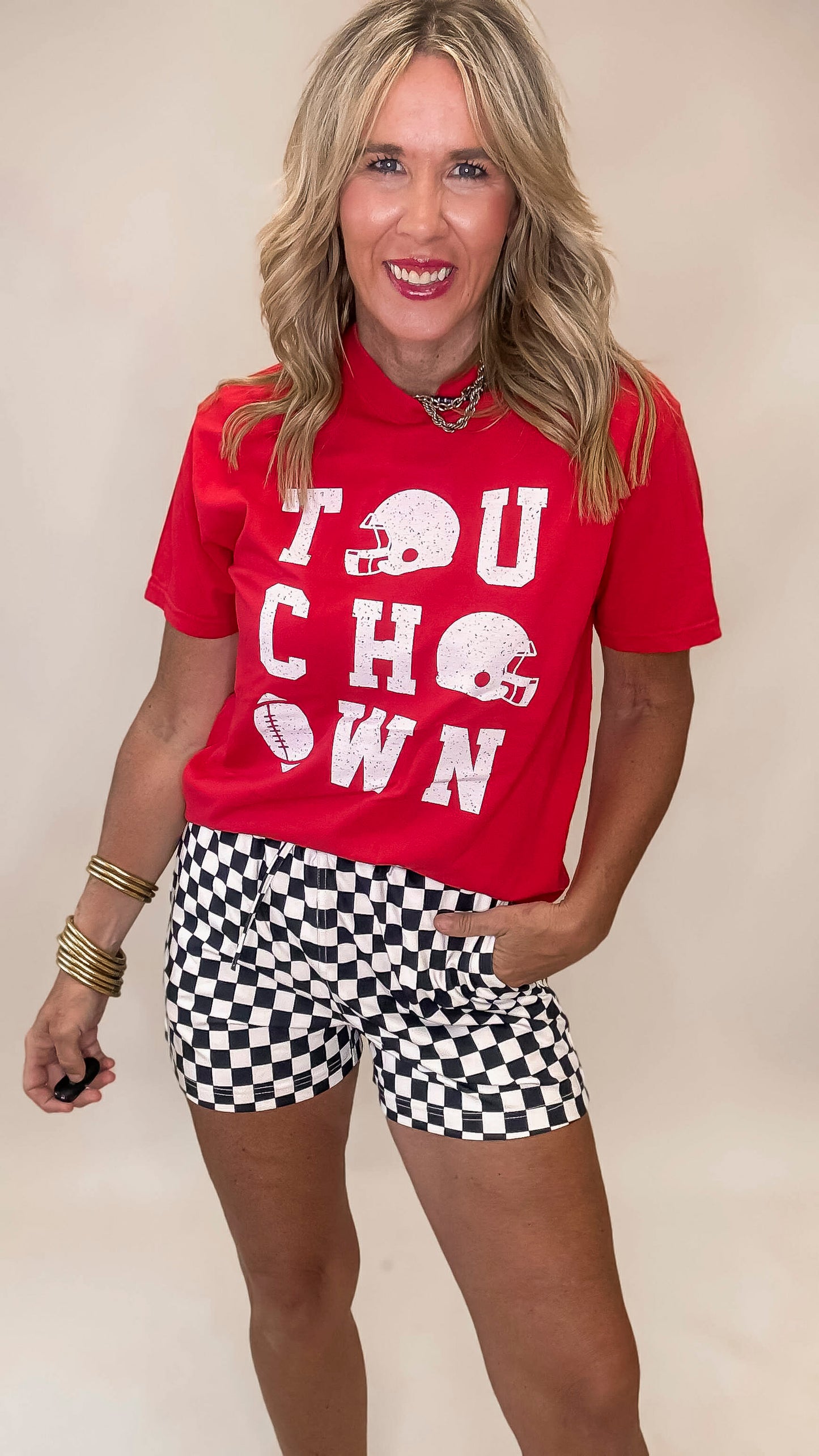 Red TOUCHDOWN Garment Graphic T-shirt