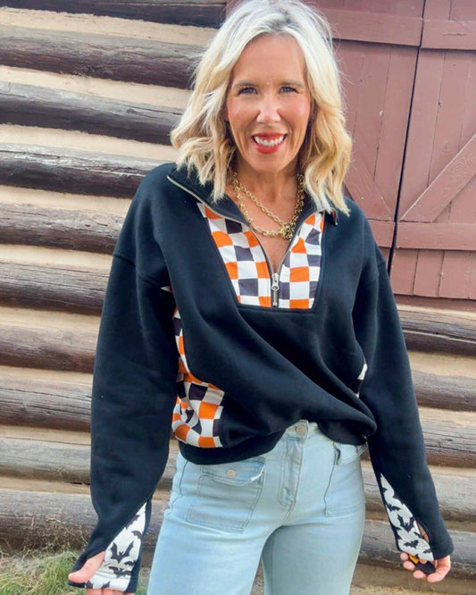 The Checkmate Spooky Delaney Half-Zip Pullover | SALTY WAVE - DEAL