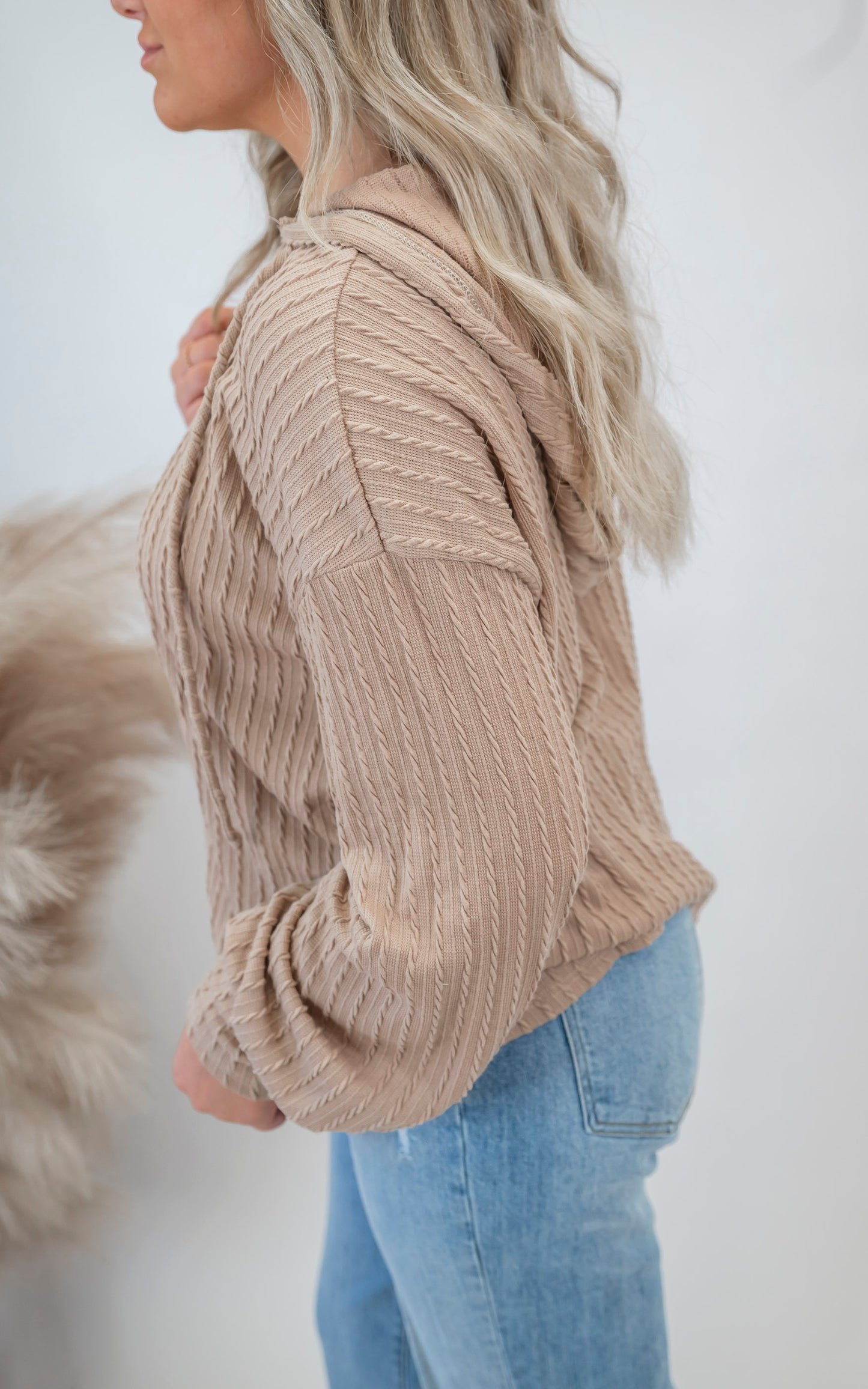The Raphaela Cable Knit Hoodie Top (2 COLORS) - Final Sale