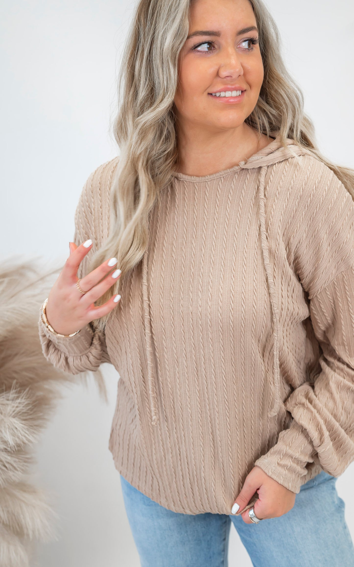 The Raphaela Cable Knit Hoodie Top (2 COLORS)