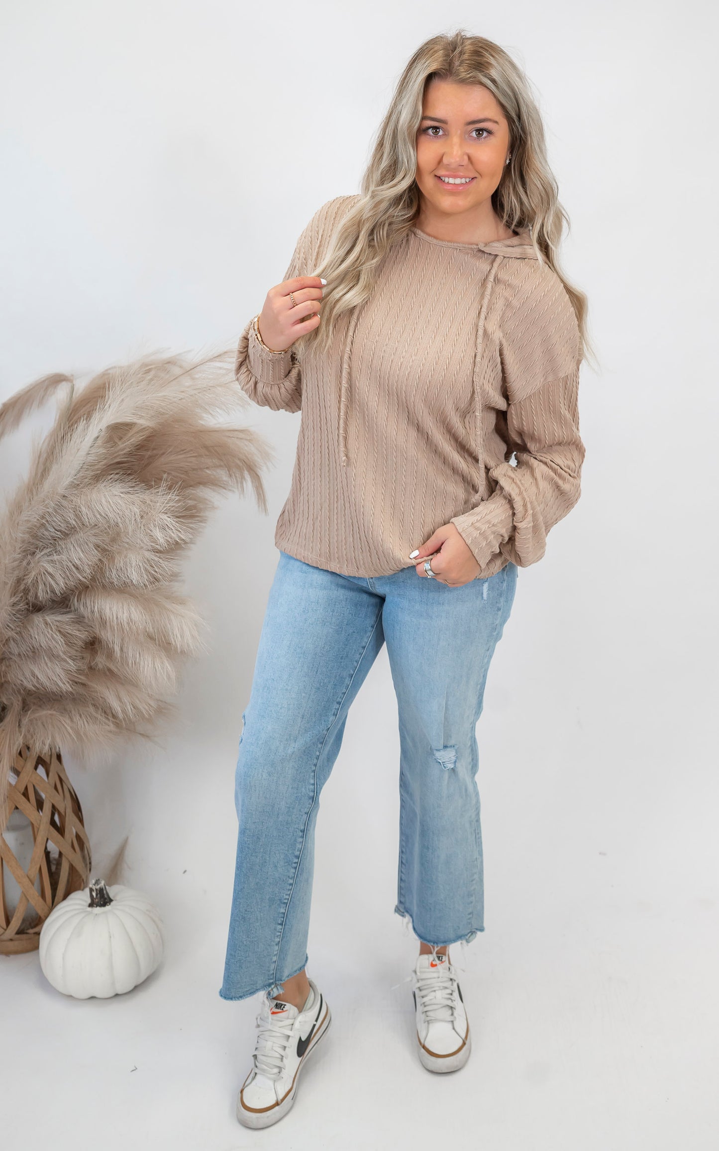 The Raphaela Cable Knit Hoodie Top (2 COLORS)