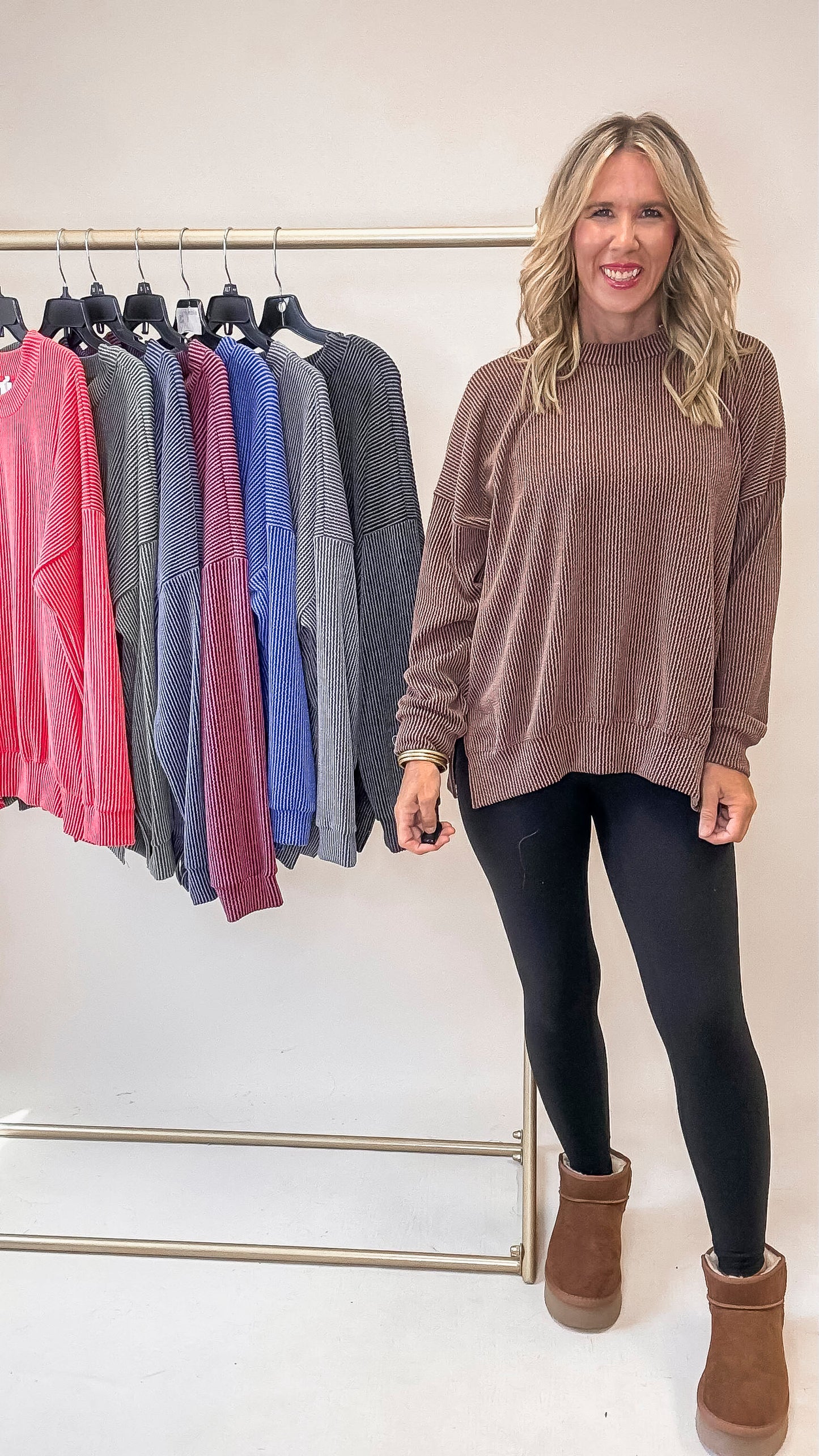 Sara's Steals & Deals: Wave Rib Oversized Sweatshirt With Side Slit (11 COLORS)