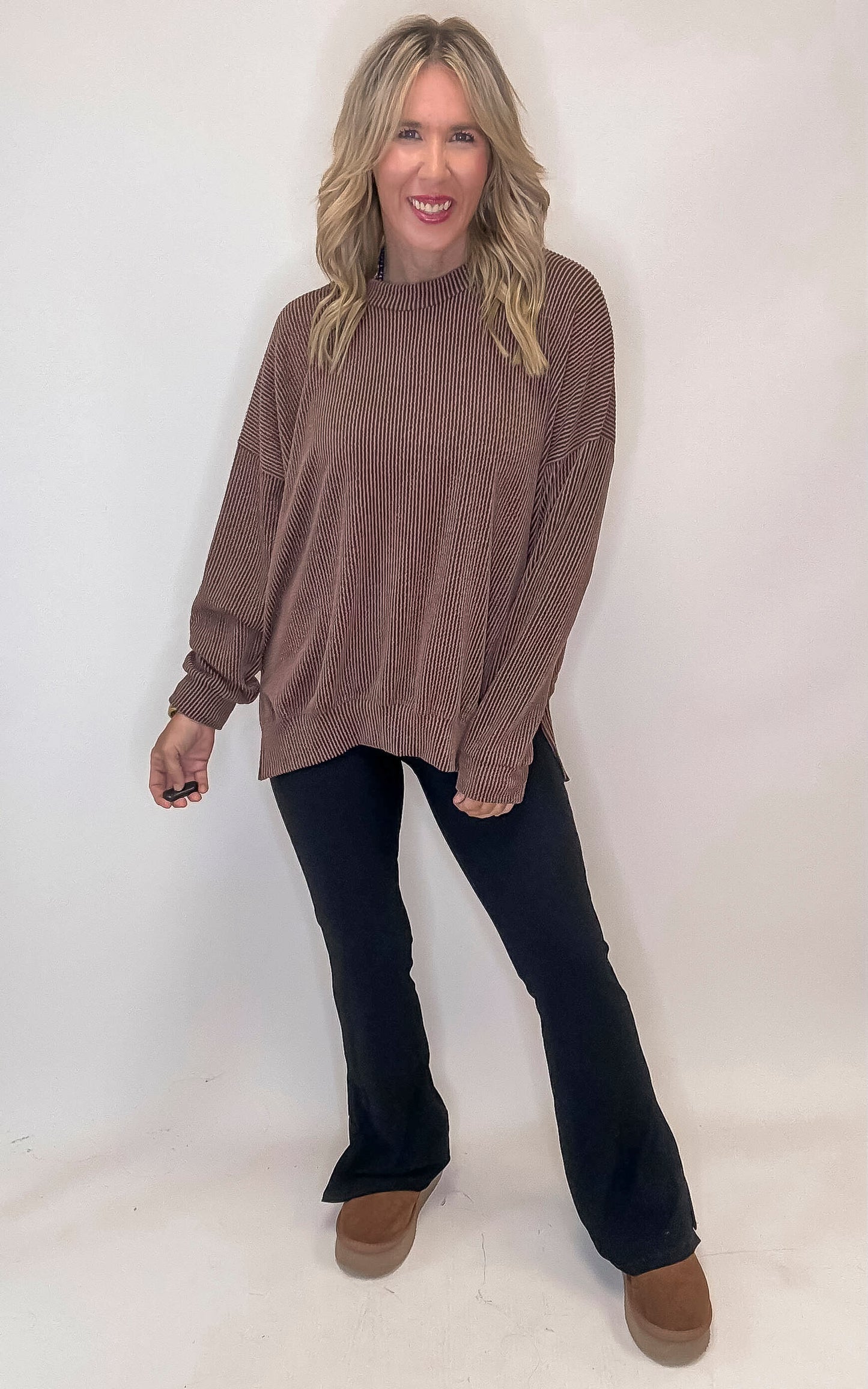Sara's Steals & Deals: Wave Rib Oversized Sweatshirt With Side Slit (11 COLORS)