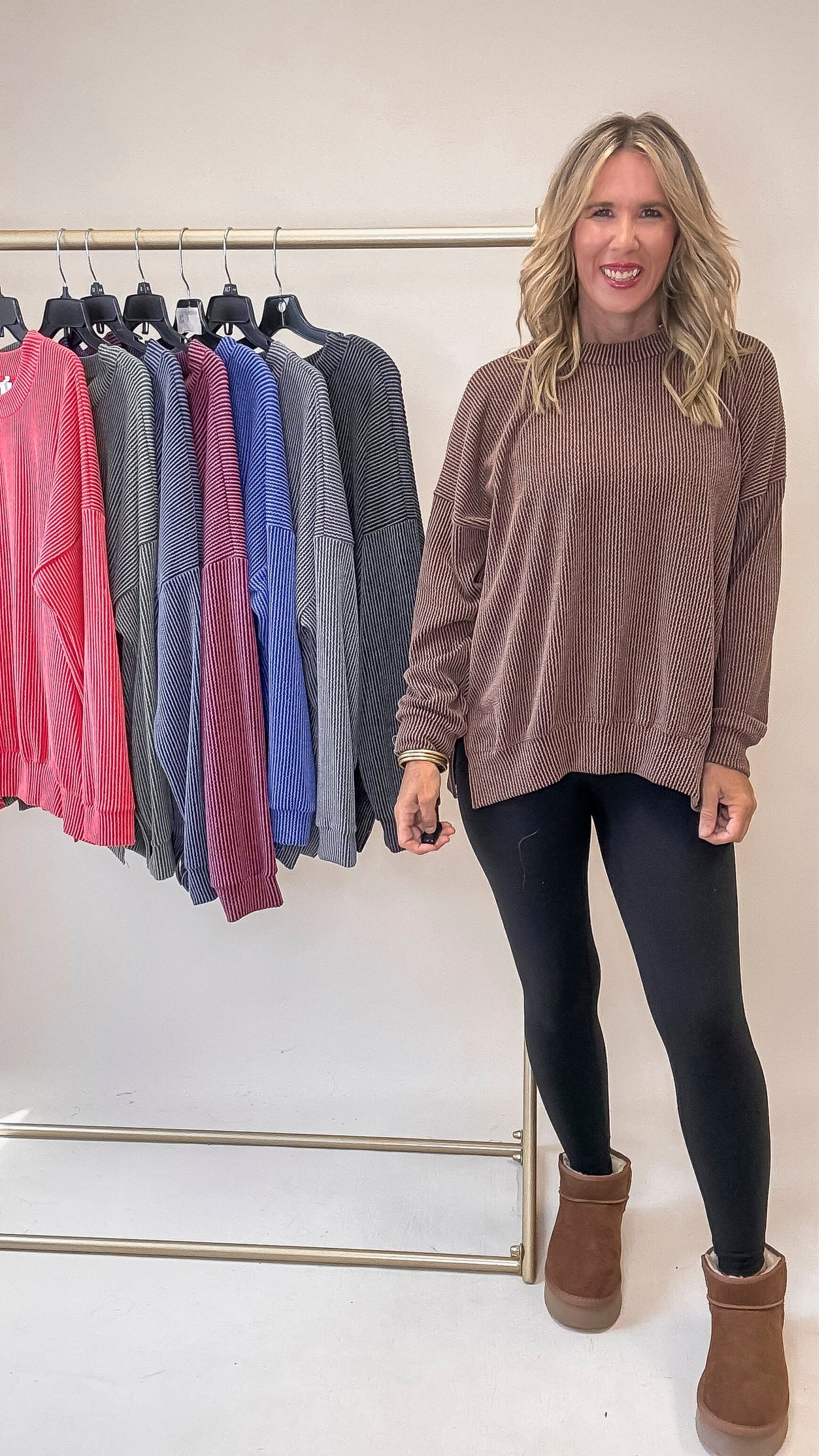 Sara's Steals & Deals: Wave Rib Oversized Sweatshirt With Side Slit (11 COLORS)