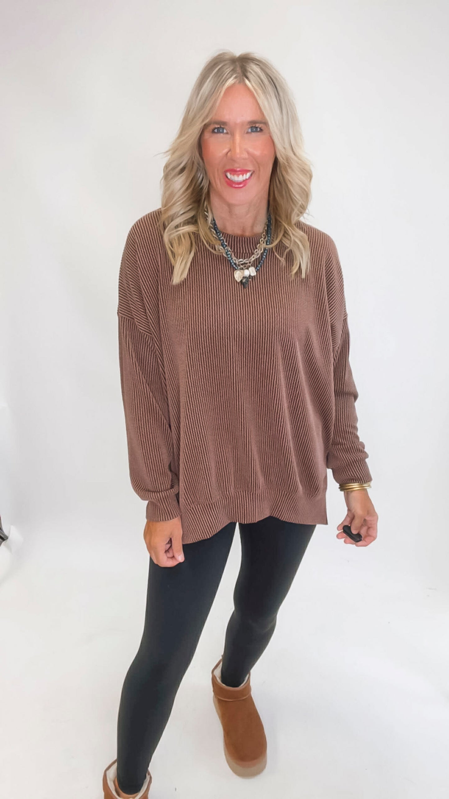 Sara's Steals & Deals: Wave Rib Oversized Sweatshirt With Side Slit (11 COLORS)
